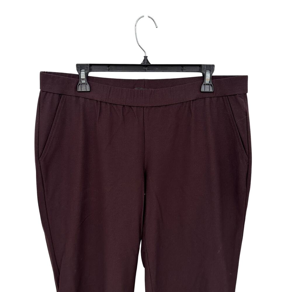 EILEEN FISHER Brown Straight Leg Elastic Waist Pant // L - Picture 2 of 7